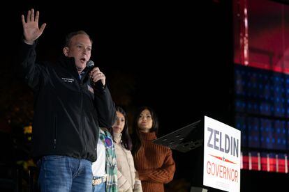 New York gubernatorial candidate Lee Zeldin (R) at an October rally in the Long Island town of Hauppauge.