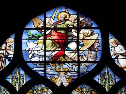 Stained glass window depicting the conversion of Paul of Tarsus; Saint-Séverin Church, Paris.