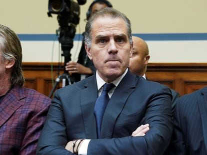 Hunter Biden, son of U.S. President Joe Biden, is seen as he makes a surprise appearance at a House Oversight Committee, on Capitol Hill in Washington, January 10, 2024.