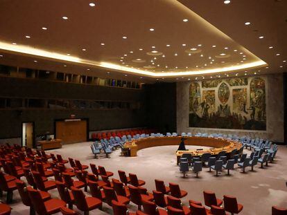 The U.N. Security Council room, this Thursday after confirming a new delay in the vote.