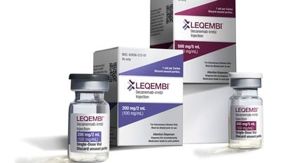 This Dec. 21, 2022, image provided by Eisai in January 2023 shows vials and packaging for their medication Leqembi.