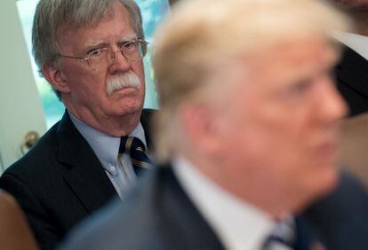 Then-National Security Advisor John Bolton is pictured with former President Donald Trump on May 9, 2018.