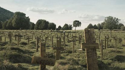 Crosses at Sad Hill cemetery.