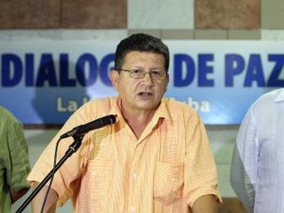 Members of the FARC delegation on Friday announcing their decision to pause negotiations while they ponder a referendum.