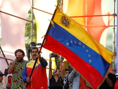 Venezuelan President Nicolas Maduro, in the closing event for the campaign, ahead of the referendum over a territory of Guyana, in Caracas, Venezuela, December 1, 2023.