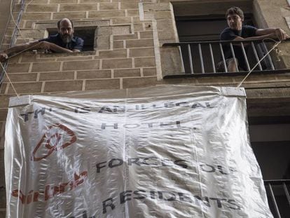 Protesting against Airbnb in Barcelona.