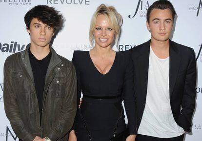 Pamela Anderson and her sons Dylan and Brandon Lee.