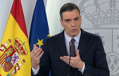 Pedro Sánchez during his televised address on Saturday