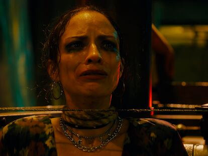 A still from 'Saw X' in which Paulette Hernández appears in the role of Valentina.