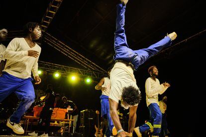 The Dreamers, a Malawi dance company, during a show on Tumaini’s main stage.
