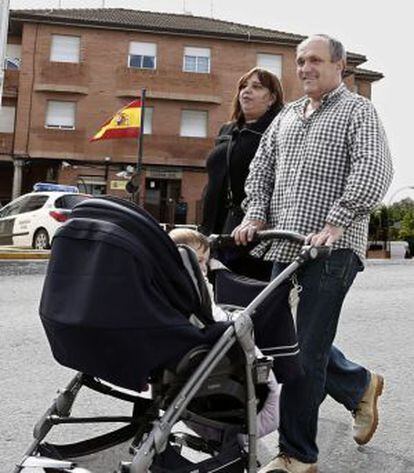 Lasarte pushes a stroller past the Civil Guard barracks in his home town of Lodosa.