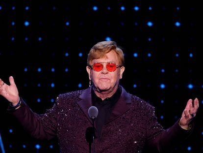Elton John during the 38th Annual Rock & Roll Hall of Fame Induction Ceremony in Brooklyn, New York, November 3, 2023.