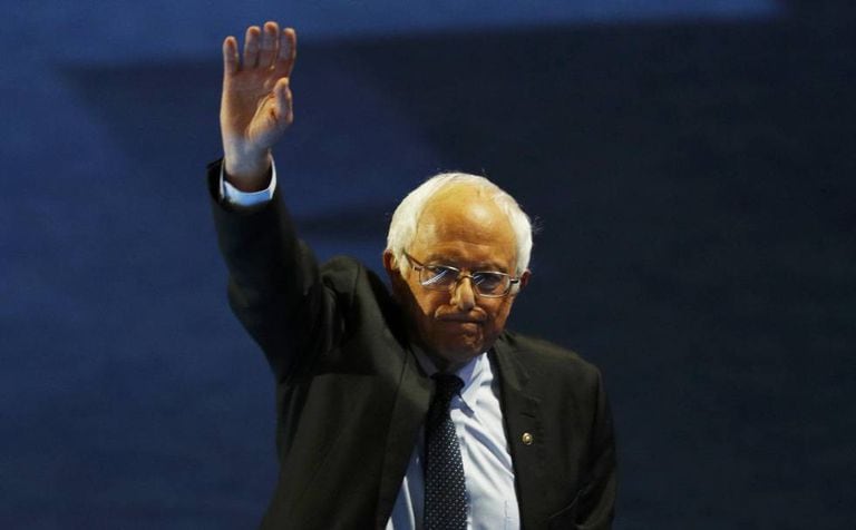 Senator Bernie Sanders bids farewell to his supporters at the Democratic National Convention