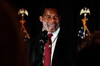 Republican US Senate candidate Herschel Walker at his Tuesday election night rally in Atlanta.