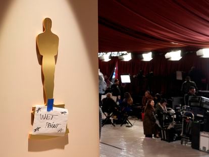 A detail of the preparations for the Oscars gala at the Dolby Theatre in Los Angeles last Friday.