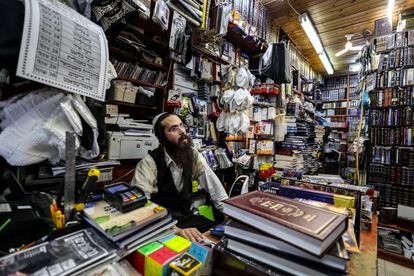 Shmuel Brenner, in his shop selling Jewish religious items, in the Mea Shearim neighborhood of Jerusalem, on October 5.