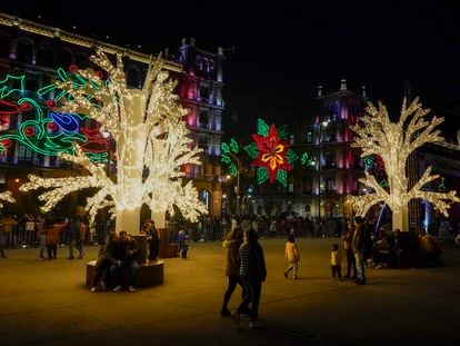 Mexico City's Zócalo square decorated for Christmas in December 2021.