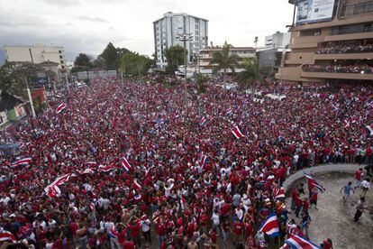 Costa Rica's fans celebrate in San José.