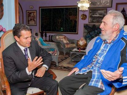 Pe&ntilde;a Nieto and Fidel Castro.  