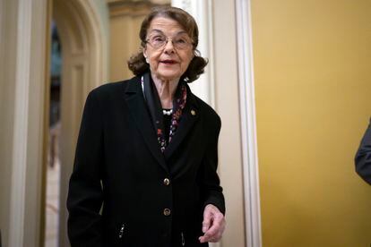 Senator Dianne Feinstein arrives for the Senate Democratic Caucus leadership election at the Capitol in Washington, on December 8, 2022.