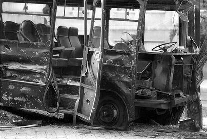 ETA attack against a Civil Guard vehicle in Madrid's República Argentina square in 1985.