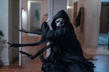 The killer known as 'Ghostface' in a still from 'Scream VI'.