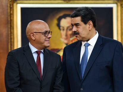 Jorge Rodríguez and Nicolás Maduro, in Caracas, Venezuela, June 2019.
