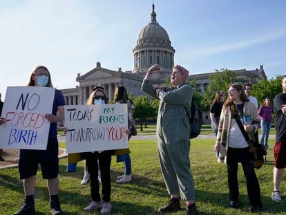 A pro-choice protest, last Tuesday, in front of the Oklahoma State Capitol.