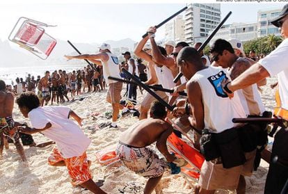 A group assault on a beach in Rio de Janeiro.