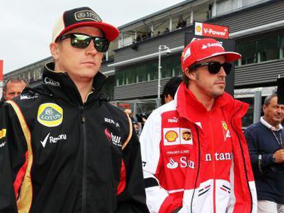 Raikkonen (l) and Alonso at the Belgian Grand Prix in August.
