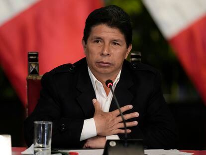 Pedro Castillo, at a press conference at the presidential palace in Lima, last October.