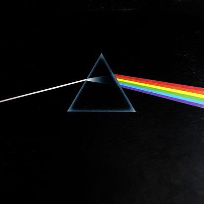 The iconic cover of 'The Dark Side of the Moon', created by the Hipgnosis studio.