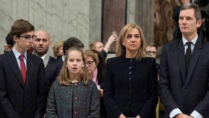 The ‘infanta’ Cristina and Iñaki Urdangarin, with two of their children, in a 2018 file photo.
