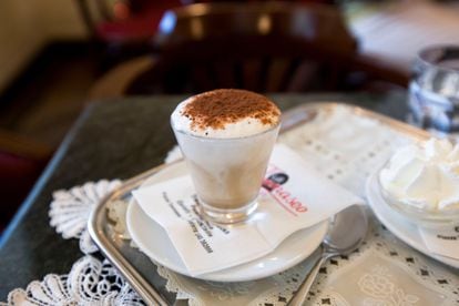 A cappuccino at Caffè Tommaseo in Trieste, Italy.