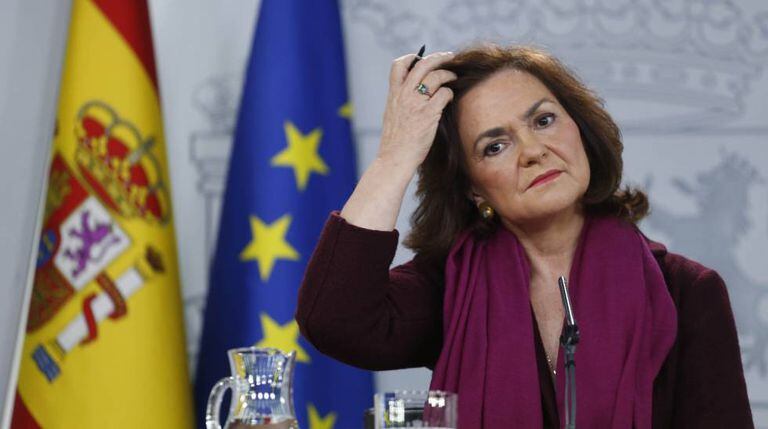 Deputy Prime Minister Carmen Calvo after the Cabinet meeting.