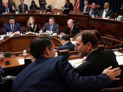 The House Homeland Security Committee during a hearing to impeach U.S. Homeland Security Secretary Alejandro Mayorkas on Capitol Hill in Washington, January 10, 2024.