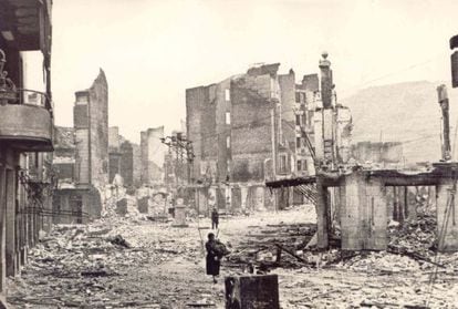 The Basque city of Gernika after it was bombed by German and Italian planes.