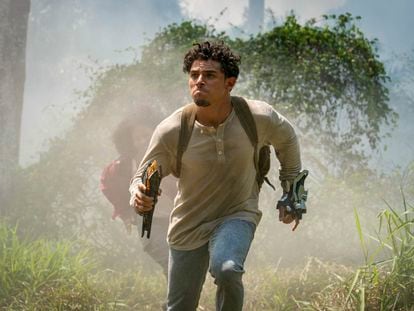 This image released by Paramount Pictures shows Anthony Ramos in a scene from "Transformers: Rise of the Beasts."