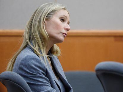 Gwyneth Paltrow sits in court during an objection by her council at her ski crash trial, in Park City, Utah, U.S., March 23, 2023.