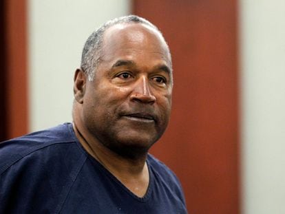 O. J. Simpson during a break on the second day of the evidentiary hearing in Clark County District Court in Las Vegas, Nevada, United States, in 2013.