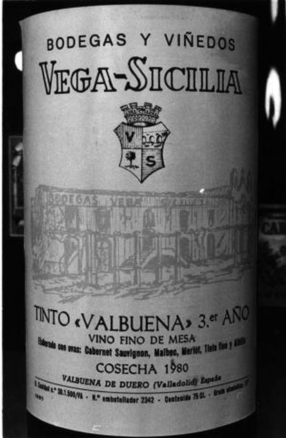 A bottle of 1980 vintage Vega Sicilia.