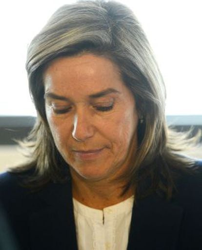 Minister of Health, Social Policy and Equality Ana Mato reacts prior to an emergency gathering of the Spanish ruling party at the PP headquarters in Madrid on February 2, 2013. 