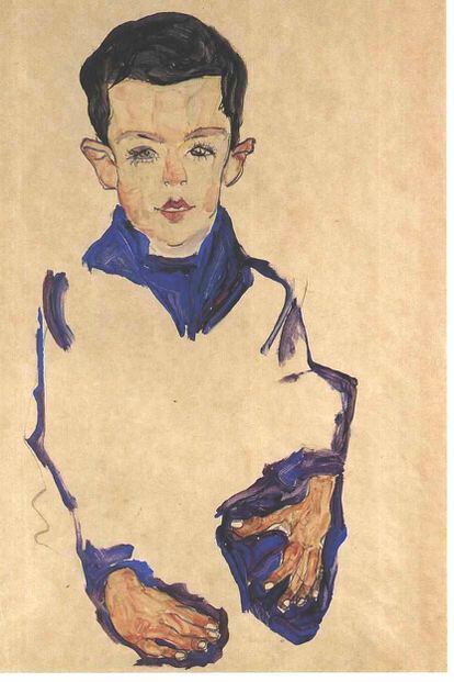 'Portrait of a Boy', by Schiele, another one of the returned drawings.