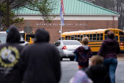Students return to Richneck Elementary in Newport News, Va., on Monday, Jan. 30, 2023.