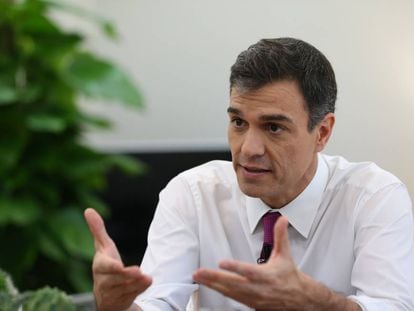 Pedro Sánchez during the interview.