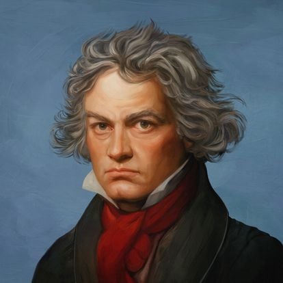 A digital portrait of Ludwig von Beethoven created for the Apple Classical Music app.
