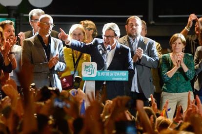 Catalan premier Artur Mas celebrating the election results on Sunday night.