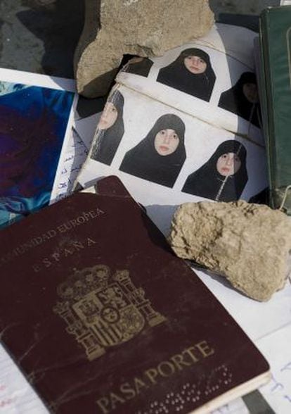 Raquel Burgos's passport and various photographs of the Spaniard found in Waziristan in 2009.