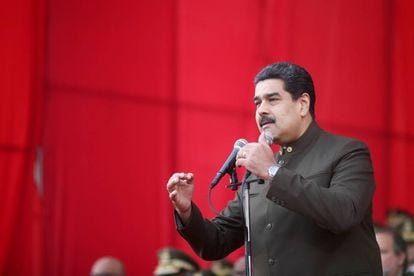 Nicolás Maduro, during a military ceremony in Caracas.