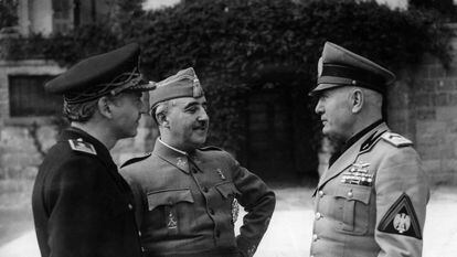 Italy's Benito Mussolini with Spain's Francisco Franco in 1941.